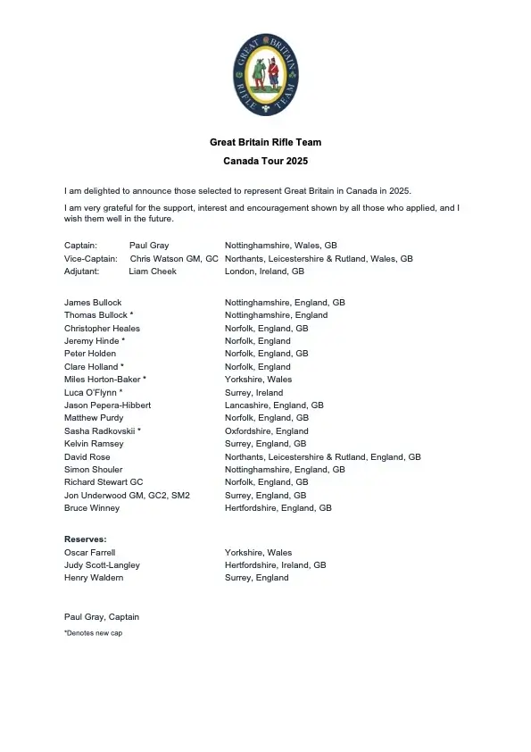 Canada 2025 Team Announcement
